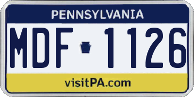 PA license plate MDF1126