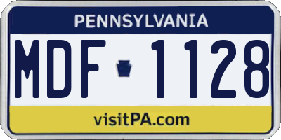 PA license plate MDF1128