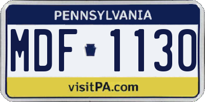 PA license plate MDF1130