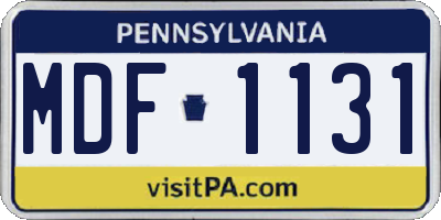 PA license plate MDF1131