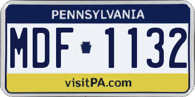 PA license plate MDF1132