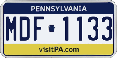 PA license plate MDF1133