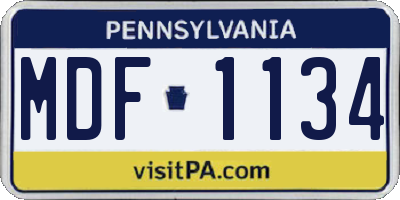 PA license plate MDF1134