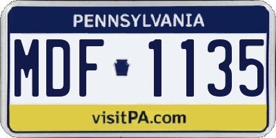 PA license plate MDF1135