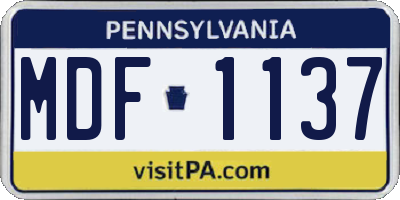 PA license plate MDF1137