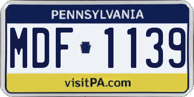 PA license plate MDF1139