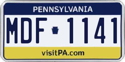 PA license plate MDF1141