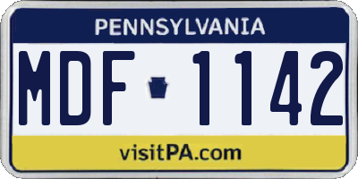 PA license plate MDF1142