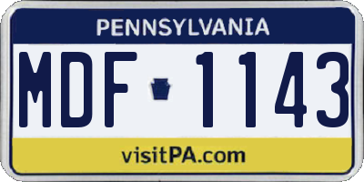 PA license plate MDF1143