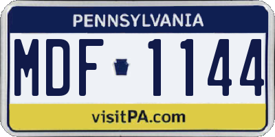 PA license plate MDF1144
