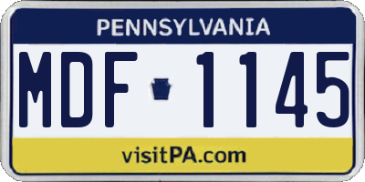 PA license plate MDF1145