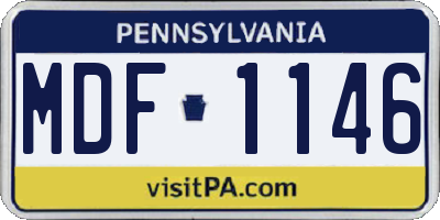 PA license plate MDF1146