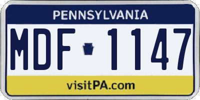 PA license plate MDF1147