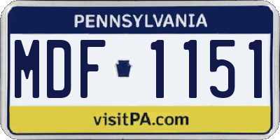 PA license plate MDF1151