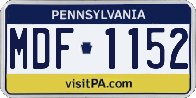PA license plate MDF1152