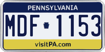 PA license plate MDF1153