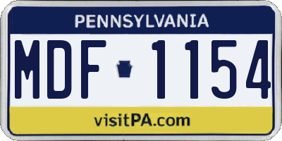 PA license plate MDF1154