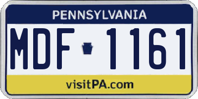 PA license plate MDF1161