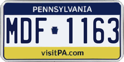 PA license plate MDF1163