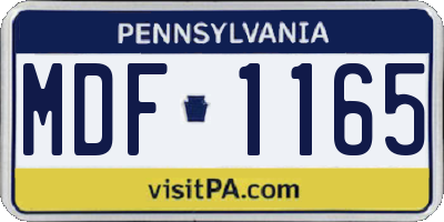 PA license plate MDF1165