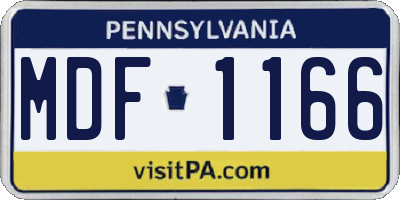 PA license plate MDF1166