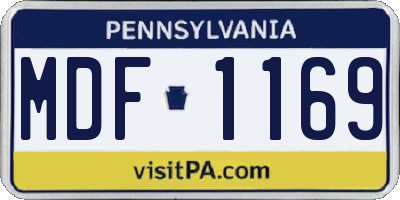 PA license plate MDF1169