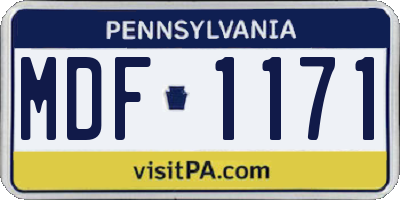 PA license plate MDF1171
