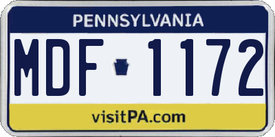 PA license plate MDF1172