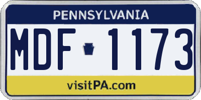 PA license plate MDF1173