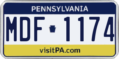 PA license plate MDF1174