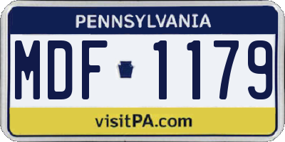 PA license plate MDF1179