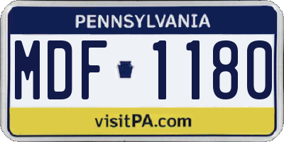 PA license plate MDF1180