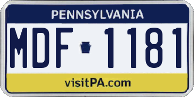 PA license plate MDF1181