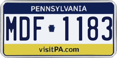 PA license plate MDF1183
