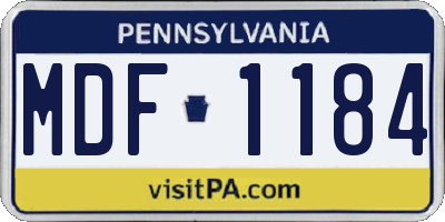 PA license plate MDF1184