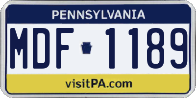PA license plate MDF1189