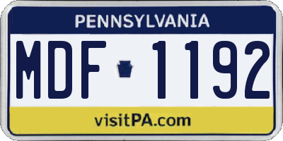 PA license plate MDF1192