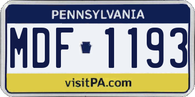 PA license plate MDF1193