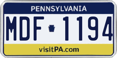 PA license plate MDF1194