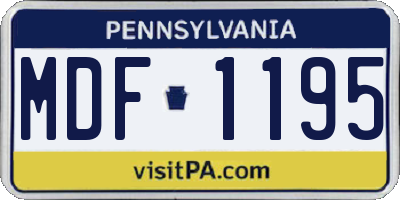 PA license plate MDF1195