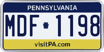 PA license plate MDF1198