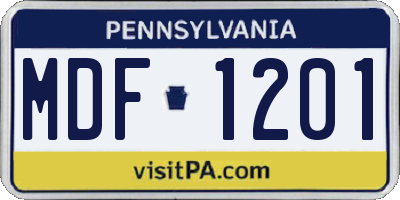 PA license plate MDF1201
