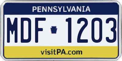 PA license plate MDF1203