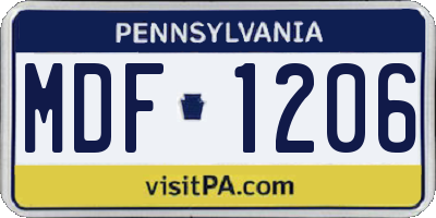 PA license plate MDF1206