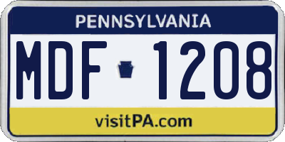 PA license plate MDF1208