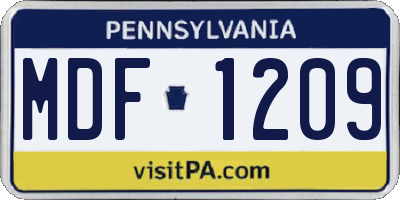 PA license plate MDF1209