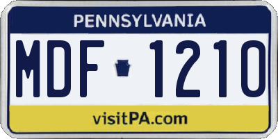 PA license plate MDF1210