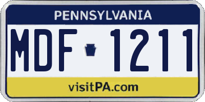 PA license plate MDF1211