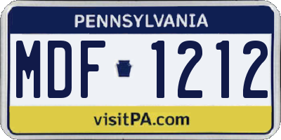 PA license plate MDF1212