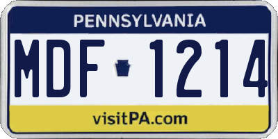 PA license plate MDF1214
